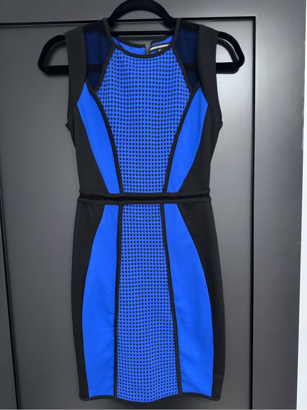 Foreign Exchange Blue and Black Sheath Dress